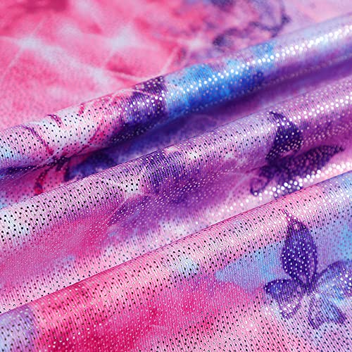 Leotards for Girls Gymnastics Toddler Dance Biketards Mermaid Unicorn Athletic Dance Wear Shiny Rainbow Blue Hotpink