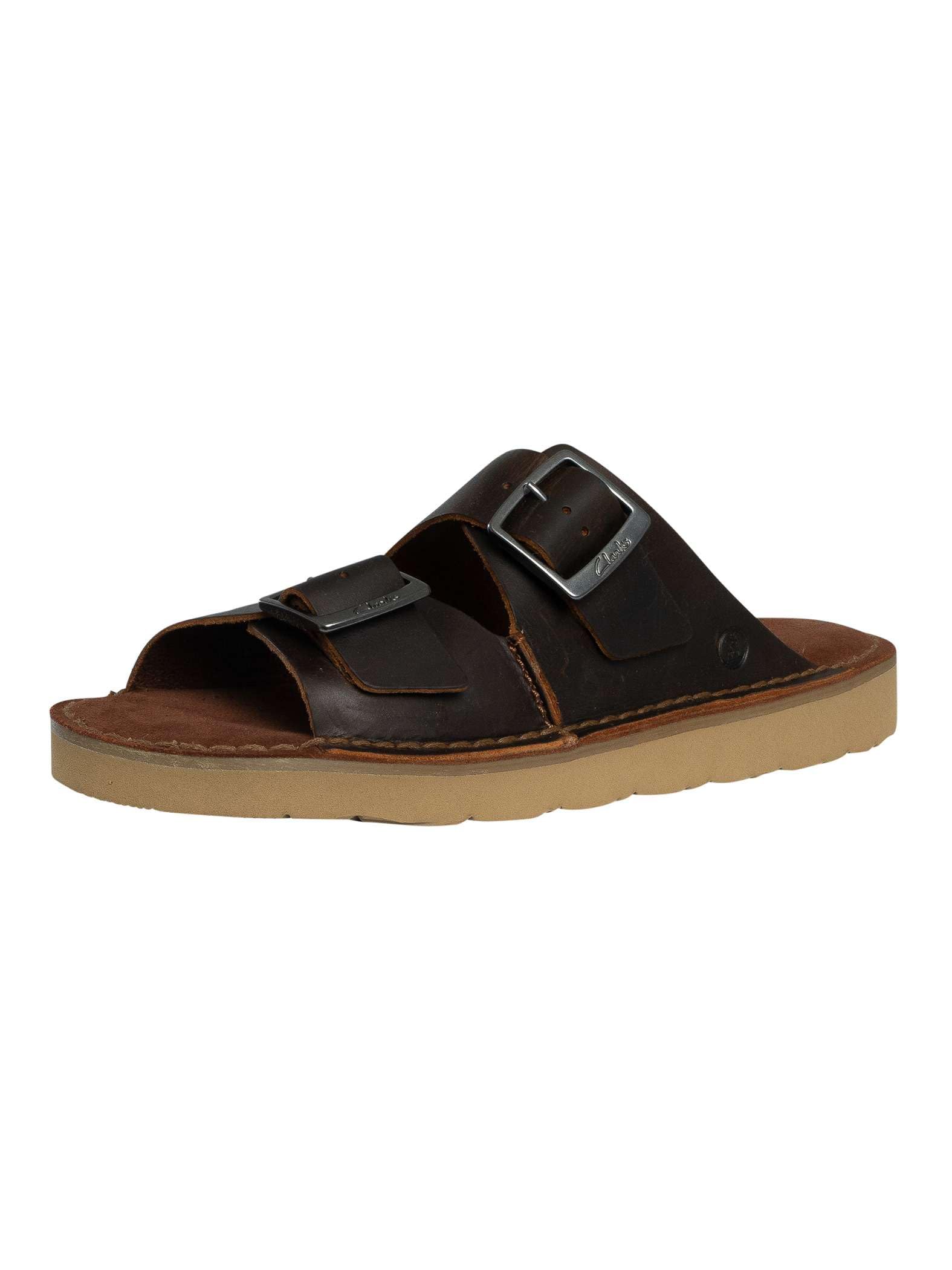 Clarks Men's Solsbury Strap Slide Sandal, Beeswax Leather, 8 UK