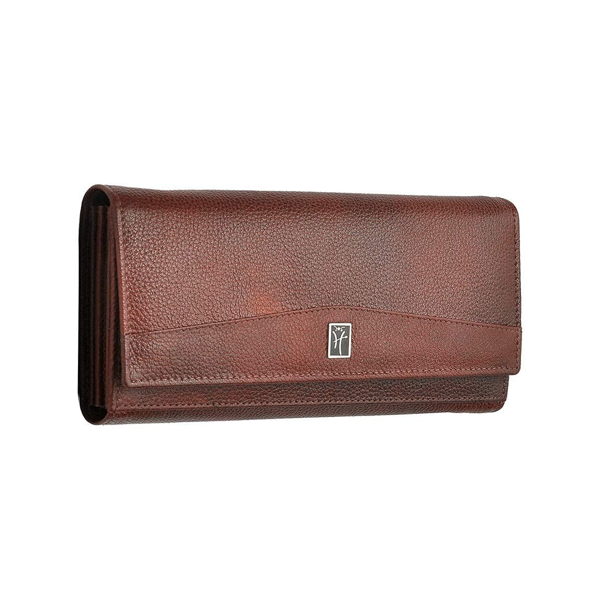 hawai Brown Genuine Leather Wallet for Women | 4 Compartment | 5 Zippered Pocket | 2 Photo ID Window | 3 Card Slots | Ladies Purse | Ladies Wallet |-picture-3