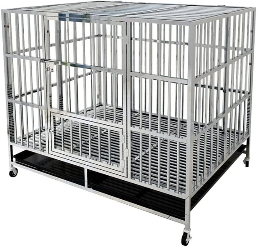 犬小屋 犬用ケージ あらゆる種類のペットの犬と猫に適したステンレス製 Size 108 70 90cm の犬用ケージ 大型犬と犬用ケージ 以上節約