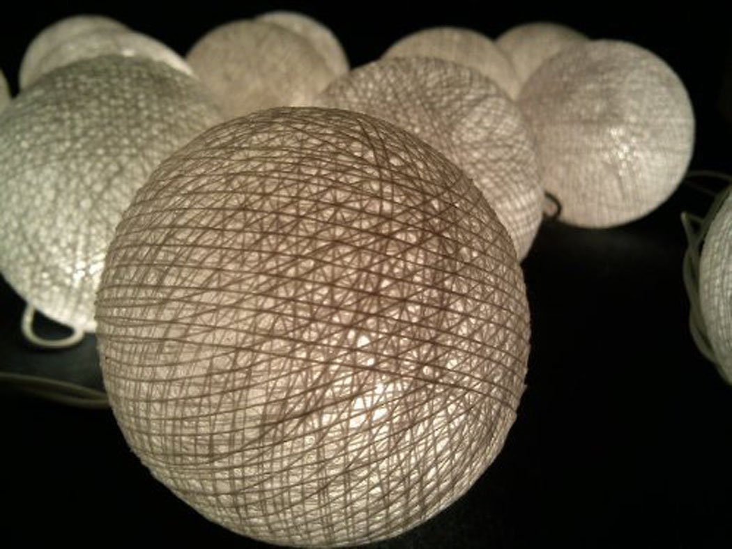 20 LED Battery Operated Cotton Ball String Light Decor Fabric Cotton Ball String Lights (Cold White)