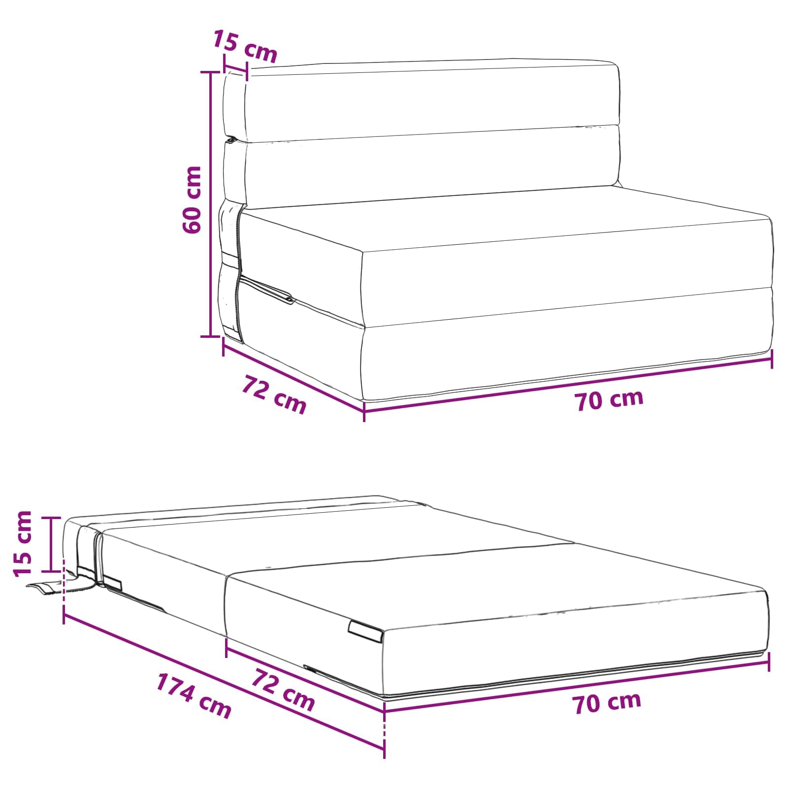 Hothingwell Składana sofa do spania czarna 70 x 72 x 60 cm tkanina poliestrowa