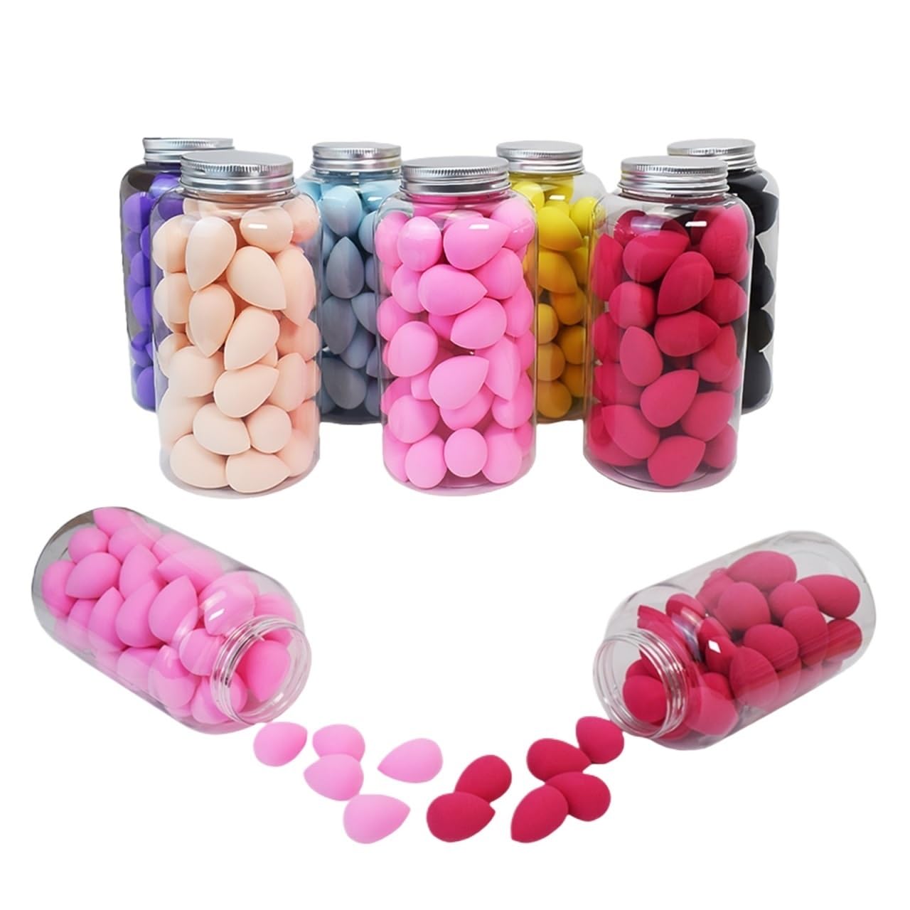 50 x Mini-Make-up-Schwämme | Dicker Samt-Make-up-Puff, doppelt verwendbar, Blau