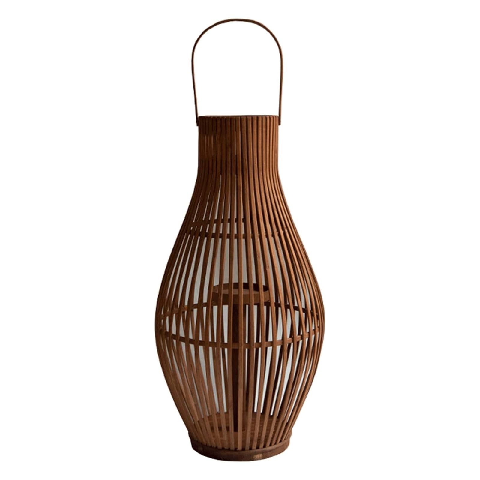 KRILLIQ Candle Holder Natural Bamboo Lantern Retro floor-standing candle holder Decorative Candlestick Holder for Taper Candles Metal Ceremony Decor