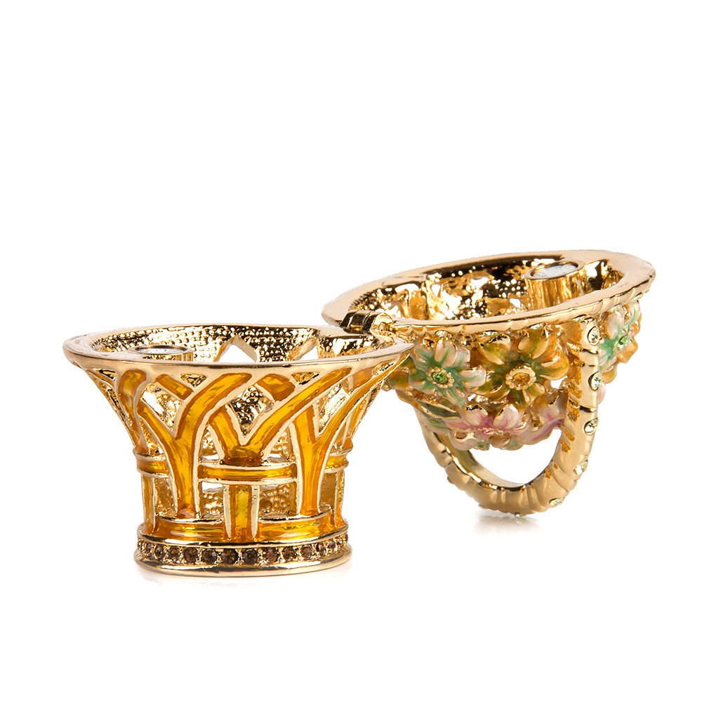 Swarovski Crystals Faberge Egg Ornament with Spring Basket Double