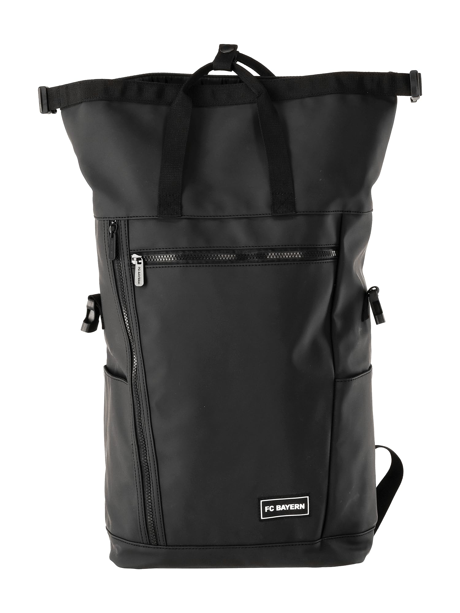 FC Bayern München Rucksack Rolltop Schwarz I Fußball I Schule I Sport I 43 x 27/37 x 15 cm