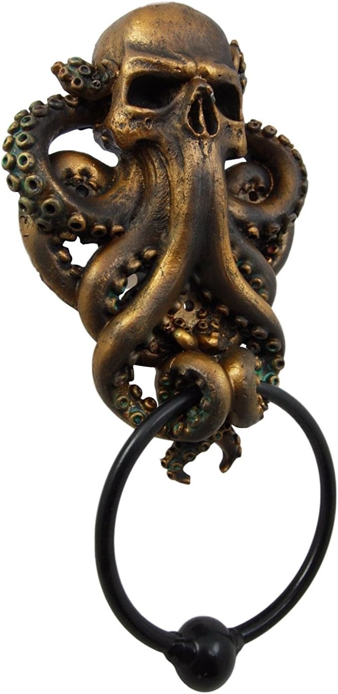 Atlantic Ebros Gift Bermuda Triangle Ocean Monster Octopus Kraken Warrior Decorative Resin Door Knocker Figurine Decor Knockers Cephalopod Deep Sea Nautical Sculpture