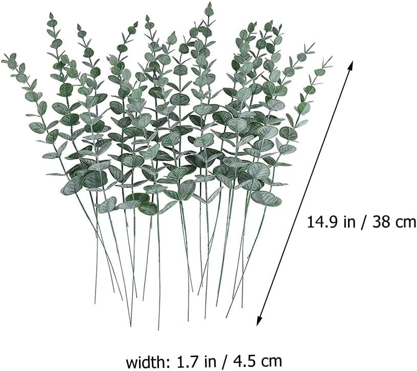 Cabilock 24pcs Real Touch Artificial Eucalyptus Leaves Faux Greenery Stems for Home Decor Flower Arrangements and Wedding Centerpieces Frosted