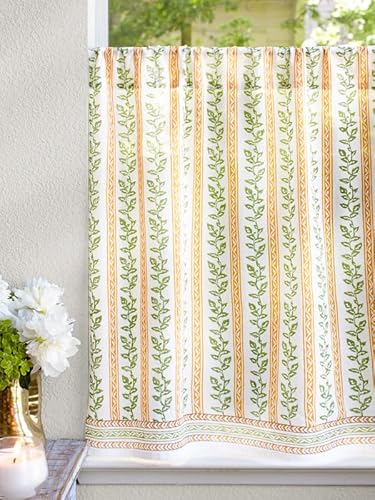 Saffron Marigold Half Kitchen Cotton Curtains for Small Windows, Bathroom