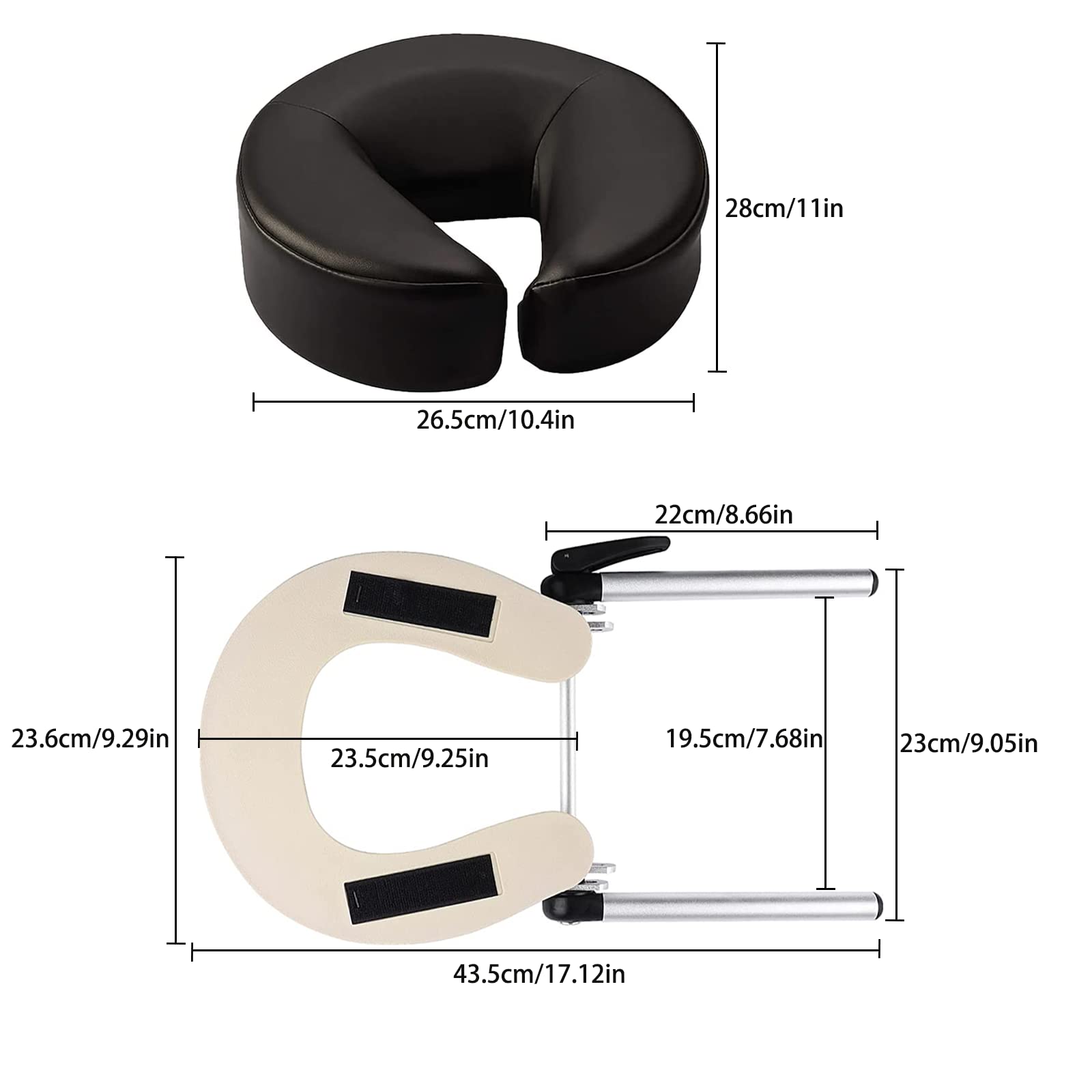Appui-tête de Massage réglable en Aluminium pour lit et Berceau pour Table de Massage Oreiller en Forme de U Confort Beauty Spa Appui-tête pour lit et Berceau pour Table de Massage Equipement