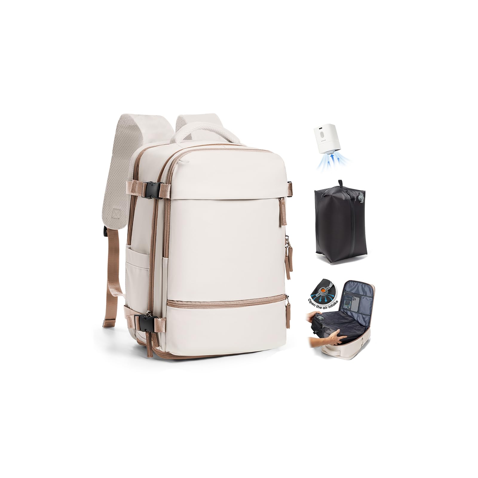 SZLX Zaino A Vuoto Con Pompa Donna, Zaino Ryanair 40x30x20 Sottovuoto Zaino da Viaggio Ryanair Wizzair, Ryanair Viaggio Ruscksack Dimensione Cabina Con Pompa Impermeabile Uomo Valigia A Vuoto