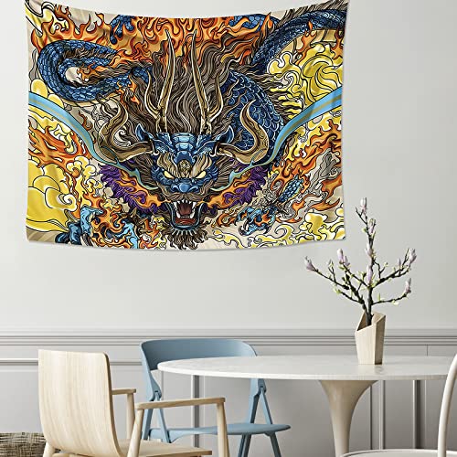 Digitizerart Japanese Ukiyoe Style Tapestry Wall Hanging, Japanese Samurai Ghost Yorimitsu And 4 Samurai Exterminated Monsters On Oe Mountain” Style Tapestries For Bedroom Home Decor Multi Color (Japanesestyle-F) #TOP1