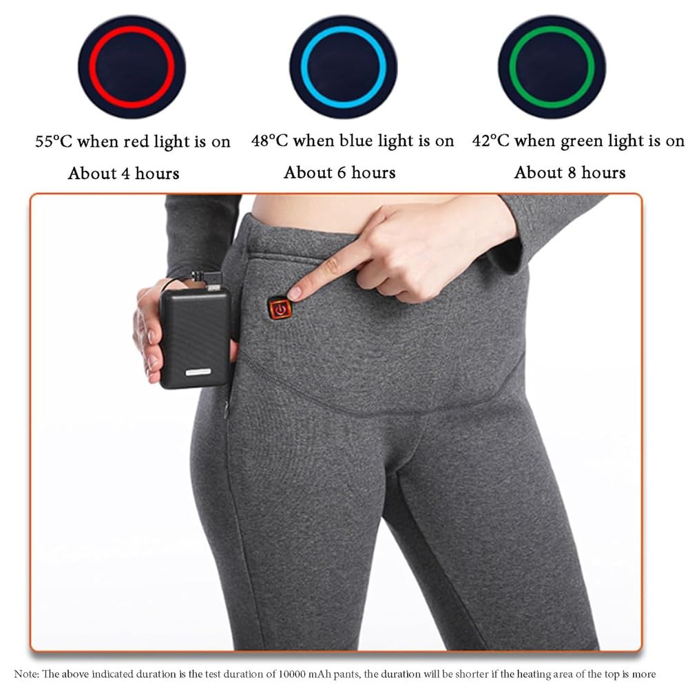 Conjunto de Ropa Interior Térmica Eléctrica para Hombre, Pantalones y Camiseta con Calefacción por USB, Capa Base Exterior con 11 Zonas de Calentamiento,Gris,XXL