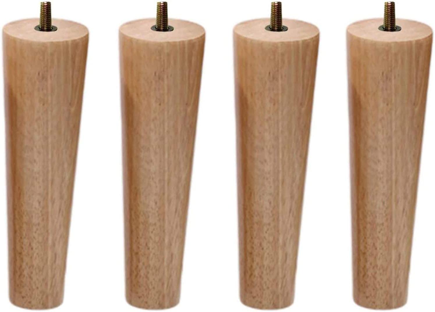 Rhllvj M10 Set Of 4 Solid Wood Sofa Feet Rubberwood Furniture Feet Straight Tapered Bedside Table Feet Ottoman Feet With Threaded Rods 70 Cm/27.6 In.(,15Cm/5.9Inch)