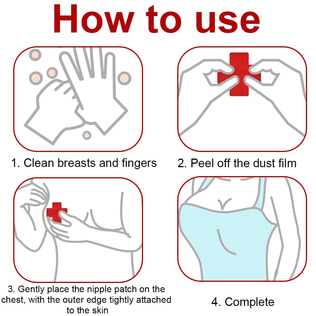 10 Paires Cache-Tétons Auto-Adhésifs en Forme de Cœur et de Croix, Invisibles et Fins, Sexy Nipple Covers pour Femmes et Filles Noir et Rouge