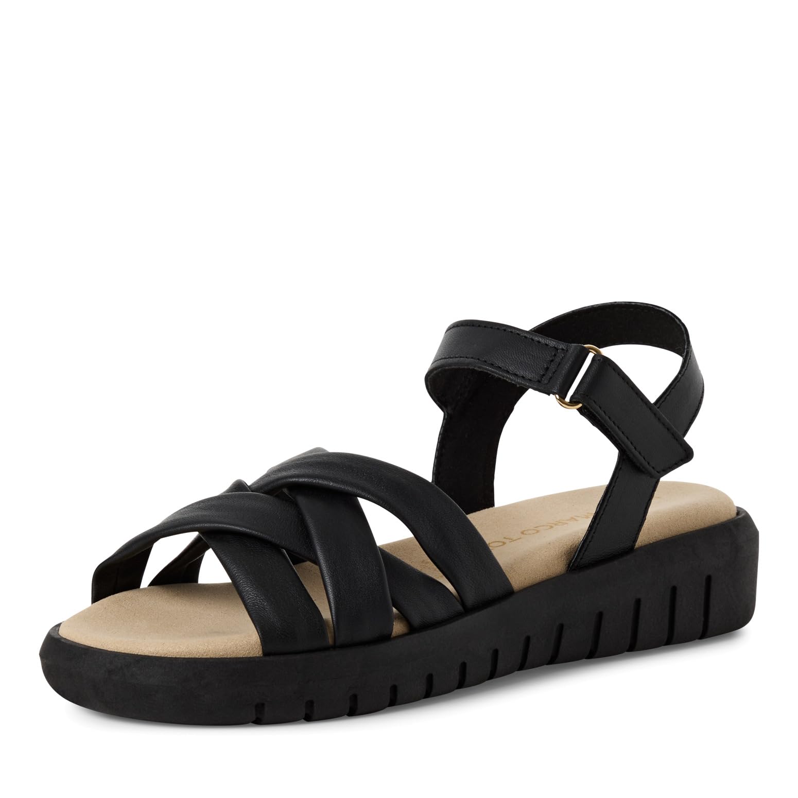 MARCO TOZZI Damen Sandalen flach aus Leder Bequem