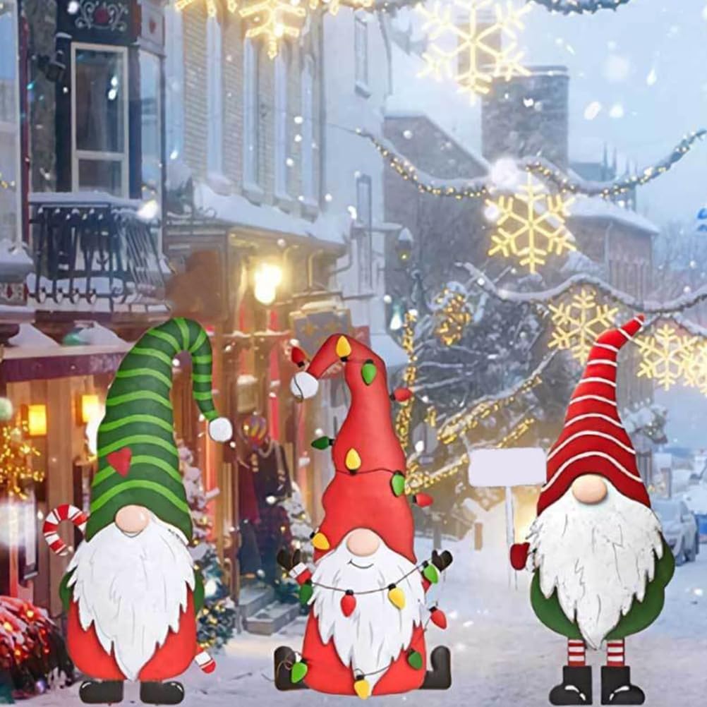 HANABASS 2 Pcs Christmas Metal Garden Stakes Gnomes Decor Outdoor Christmas Decorations Yard