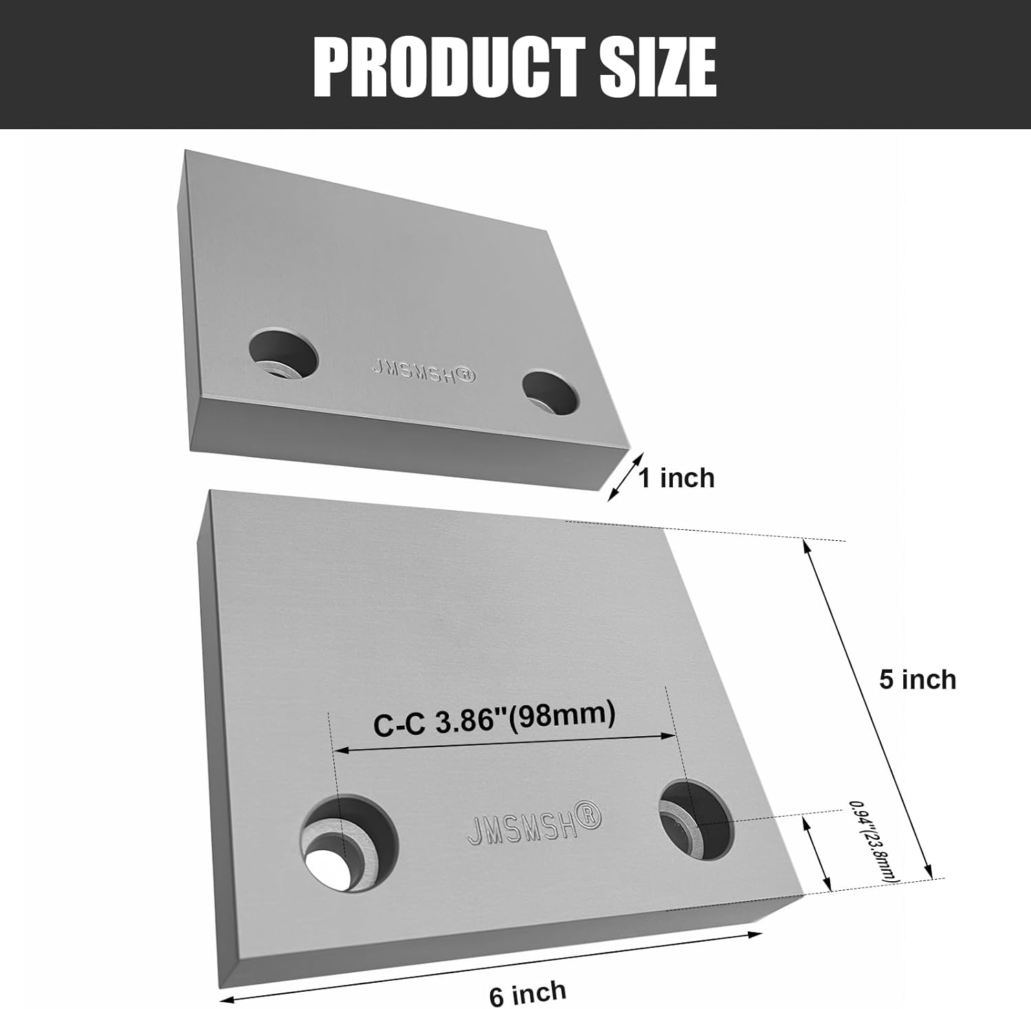 6" x 5" x 1" Aluminum Machinable Soft Jaws for 6" Kurt Vises (Set of 2 Jaws)