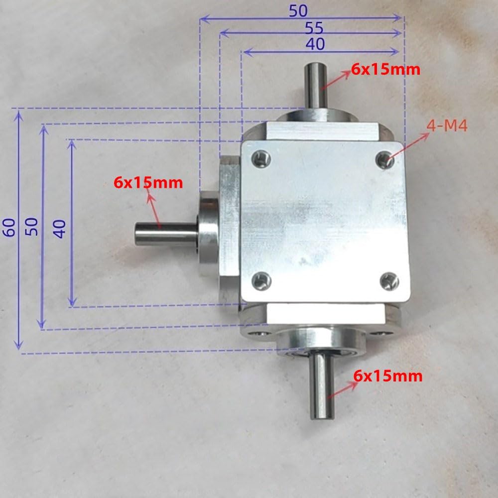Angle Steering 90 Degree Reversing Gearbox 1M 20T Spiral Bevel Gear 1 to 1 Transmission 6mm Reverse Dual Output Shaft Commutator Driving Change