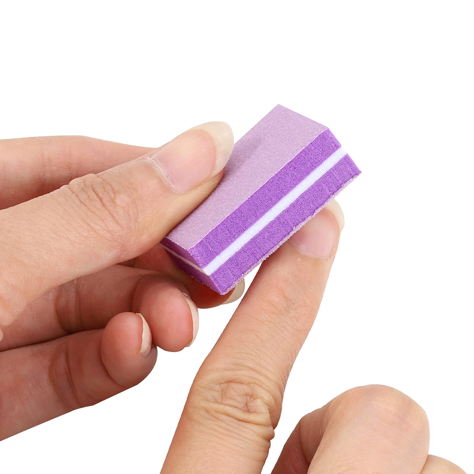 100 Pcs Mini Buffers for Nails 180/100 Grit Mini Nail Buffer Purple Nail Buffers for Natural Nails 2