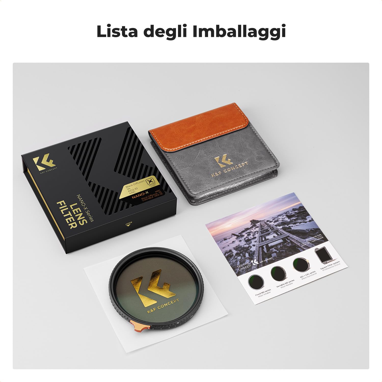 K&F CONCEPT Nano-Xcel 82MM 2 In 1 Filtro Variabile ND2-32 & Black Mist 1/4 | Filtro ND2-32 (1-5 Stops) Black Diffusion 1/4 con Rivestimento Nano Vetro Ottico HD - FA704