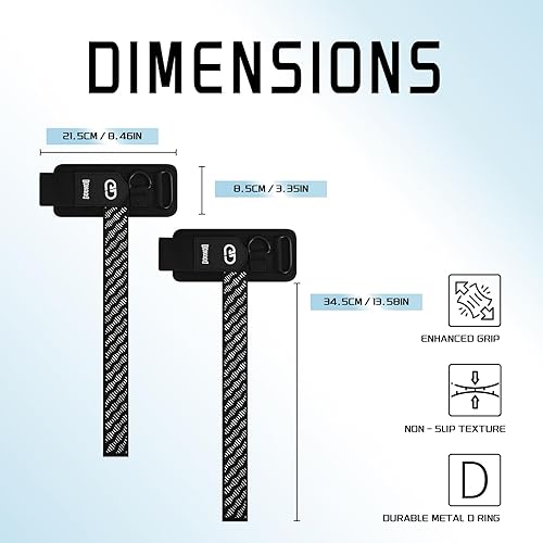 Miniatura 9 de GOUNOD Correas de levantamiento de pesas con anillo en D con puños, soporte de muñeca para hombres, correas de elevación gruesas y cómodas, ajuste