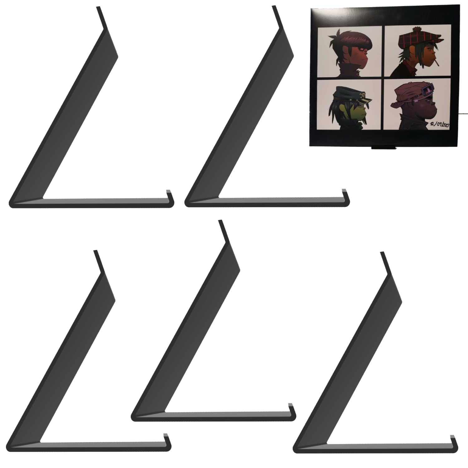 Print It Uk Now Playing Vinyl Record Stand – Modern Display Holder, Premium Plastic Vinyl Stand, Now Spinning Record Accessories (5 Pack - Black)