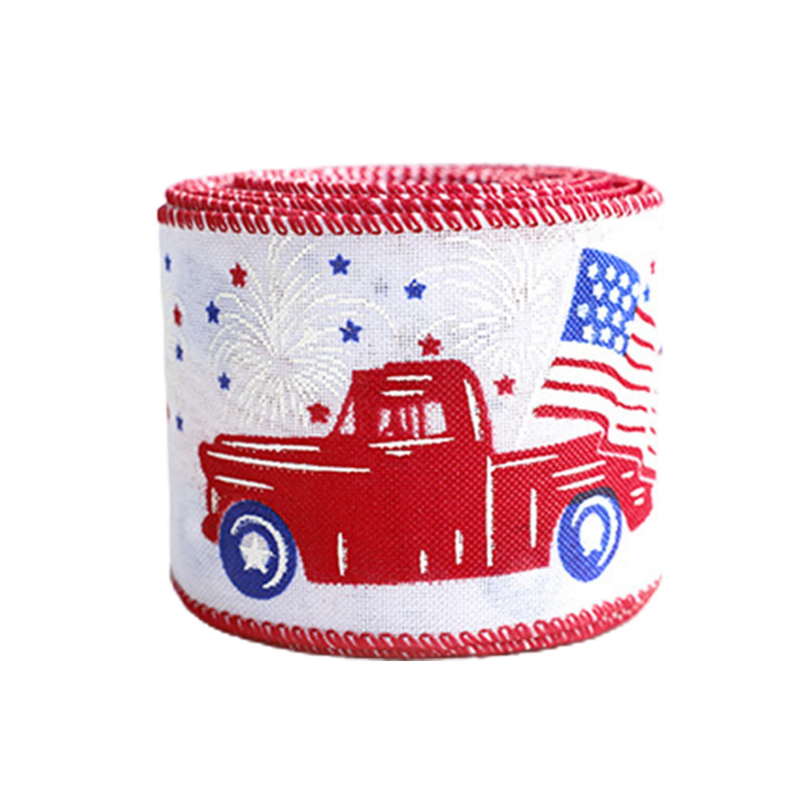 Buxuaaaa Independence Day Ribbon Patriotics Star Stripe Ribbon Car Printeds for Memorial Day Wreath Making Craft Decors Patriotics