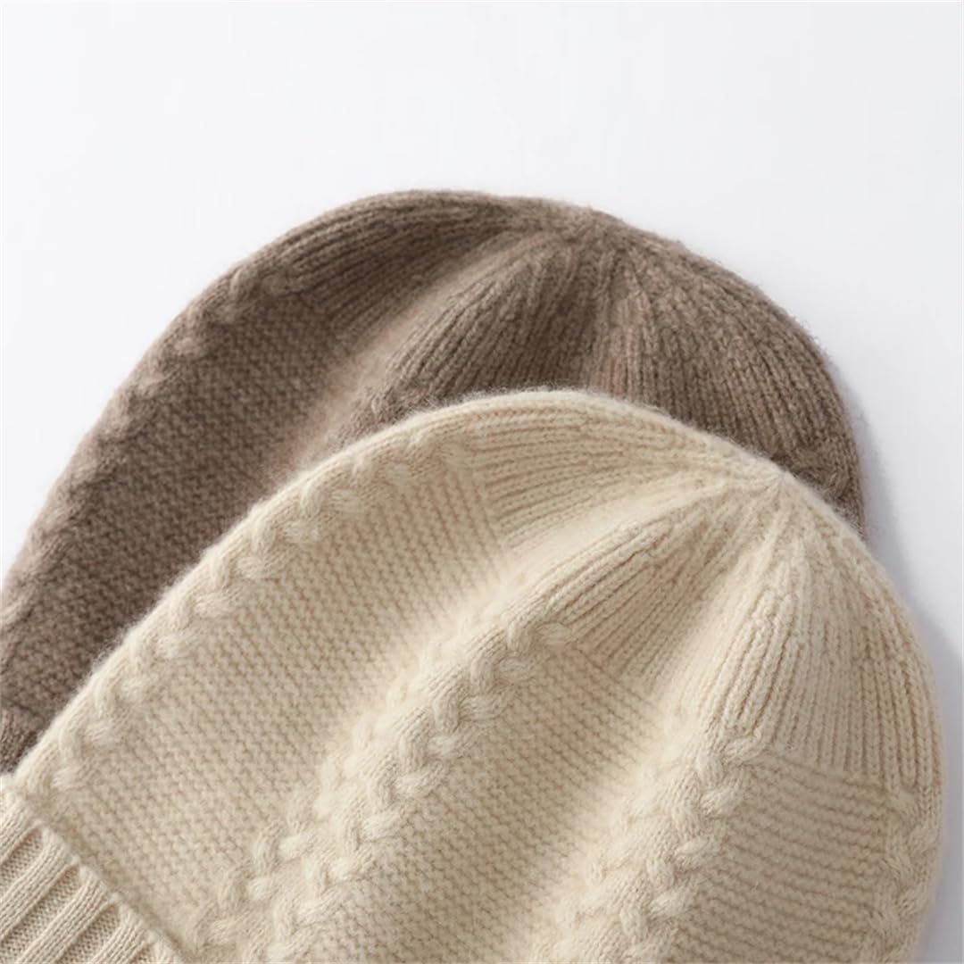 Otoño Invierno Mujeres Sombreros 100% Cachemira Pura Tejida Suave Cálido Gorro Grueso