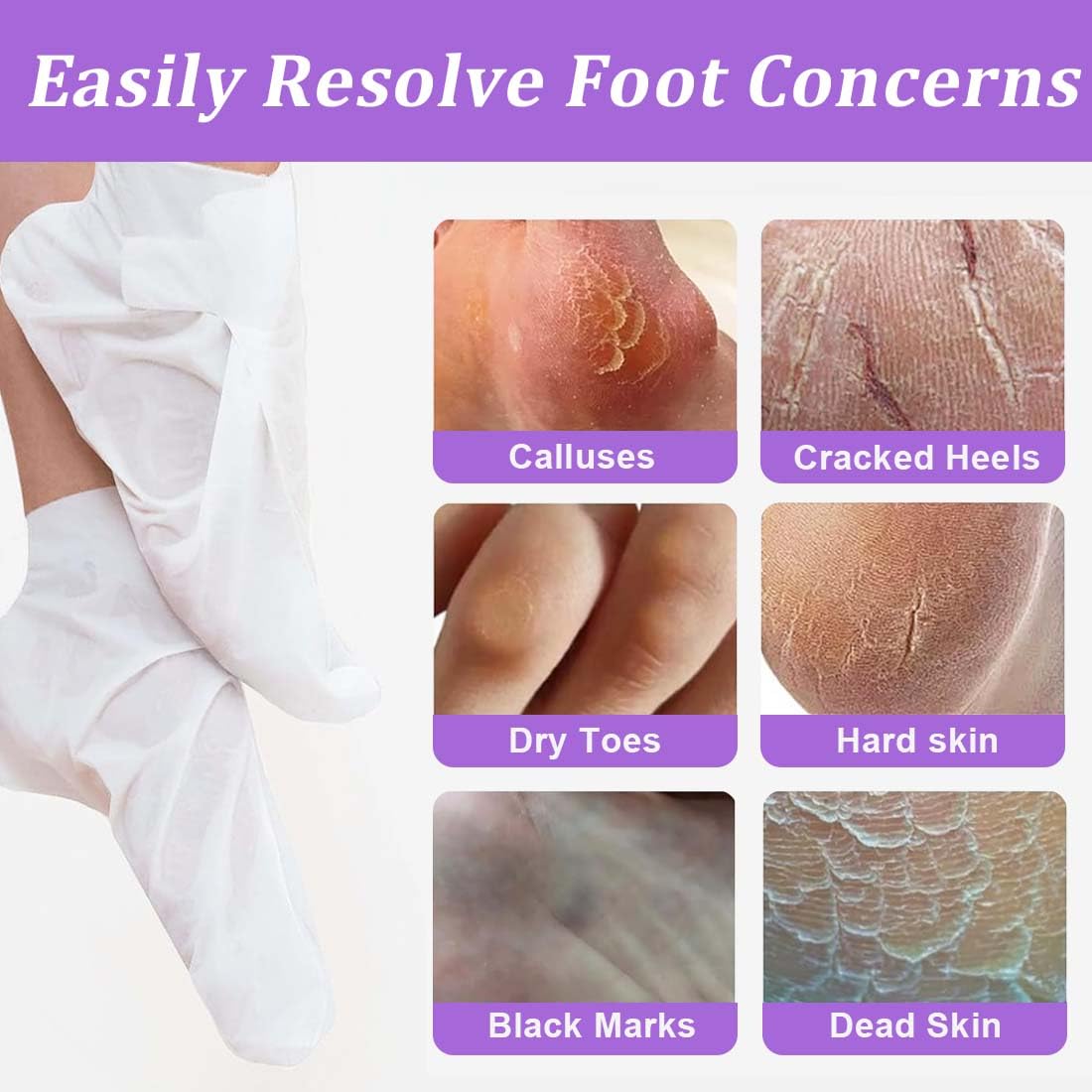 2 Paires masque pieds peeling exfoliant, Masque peeling pied, Callus peeling pieds