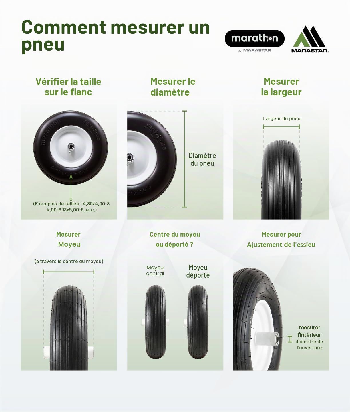 Marastar 00232 ajustement universel support gratuit 11 x 4.00–5 Pneu de tondeuse à gazon Assembly 1