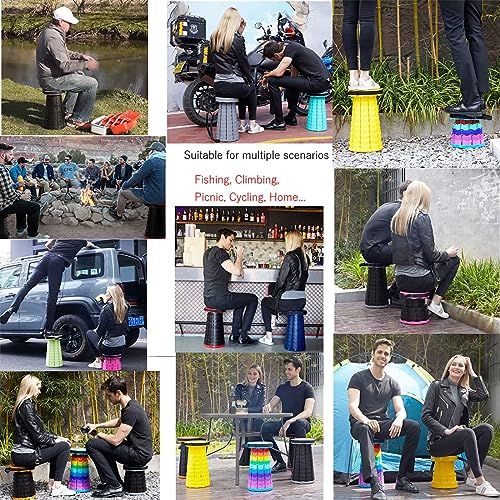 Upgrade 4.0 Portable Retractable Folding Stool, Camping Telescopic Stool, Sturdy Lightweight, Adjustable Collapsible Plastic Step Stool For Fishing Hiking Picnic Outdoor Activities (Blue Black) #TOP5