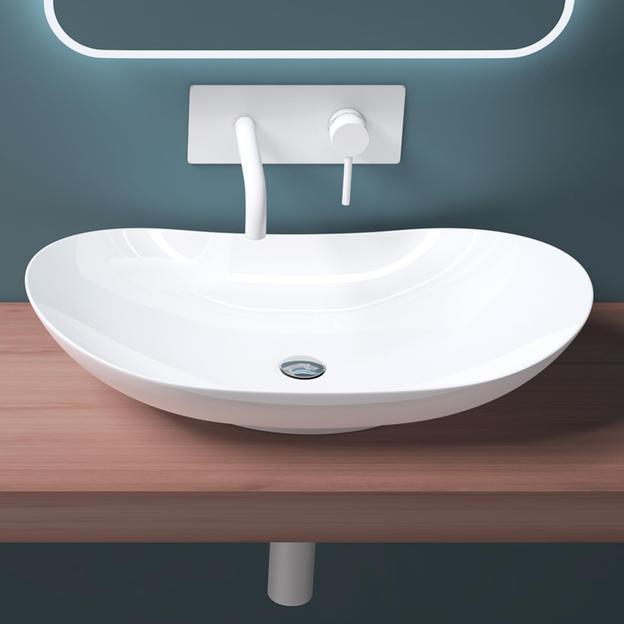 Mai & Mai Lavabo da Appoggio 63x36,5x14cm Bianco lucido, Brüssel858