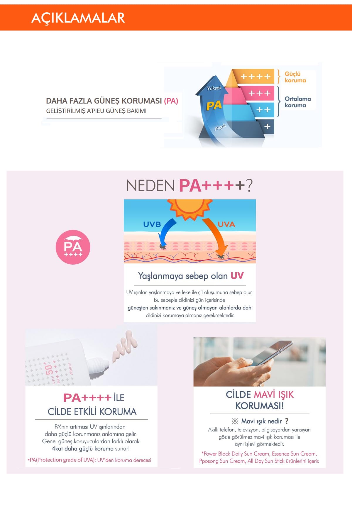 A'PIEU Power Block Pembe Ton Dengeleyici Güneş Kremi SPF50+ PA++++ 50ml