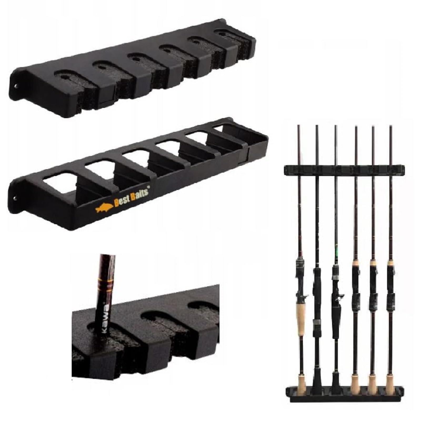 QLS Angelrutenhalter Wandhalterung Aufbewahrung bis zu 6 Angelruten