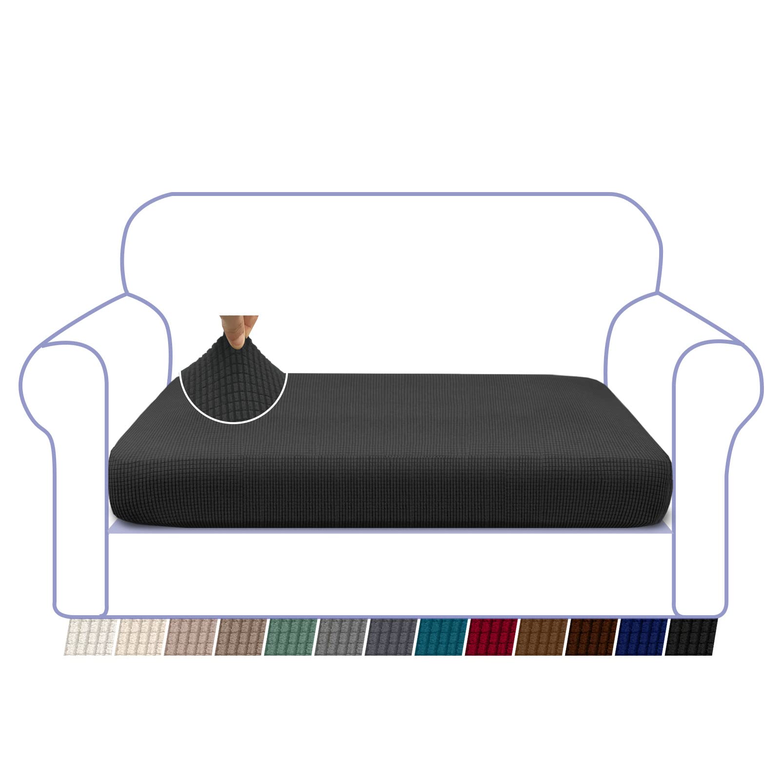 Granbest High Stretch Sofa Sitzkissenbezug Superweicher Sofa Sitzbezug Sitzkissenschutz Jacquard Spandex Stoff mit Elastischer Unterseite