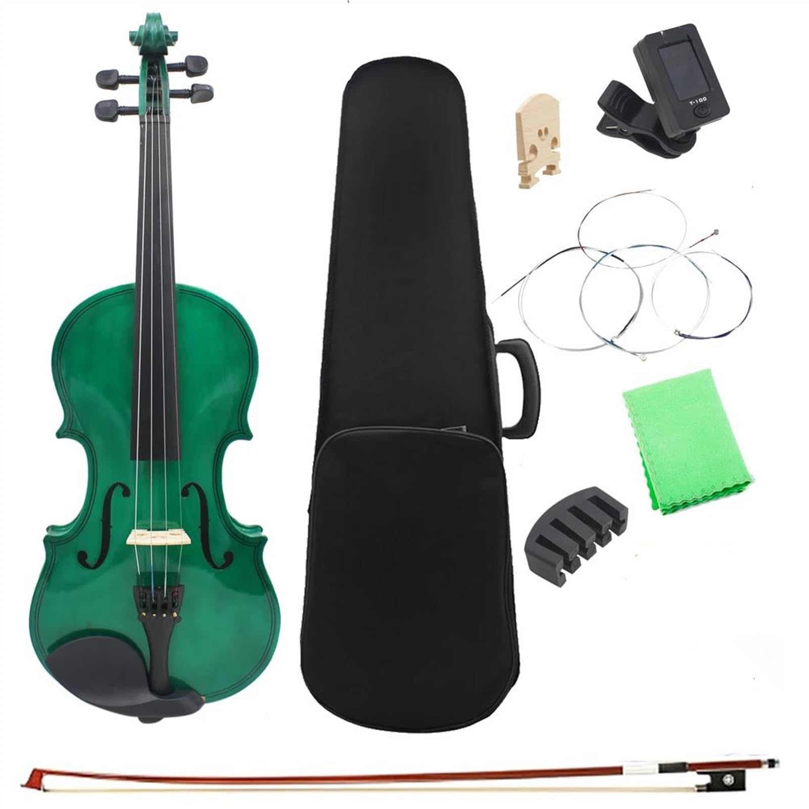 Erwachsenen geige Anfänger 4/4 Violine Geeignet Für Anfänger Student Violine Sets(4-4Green Set)