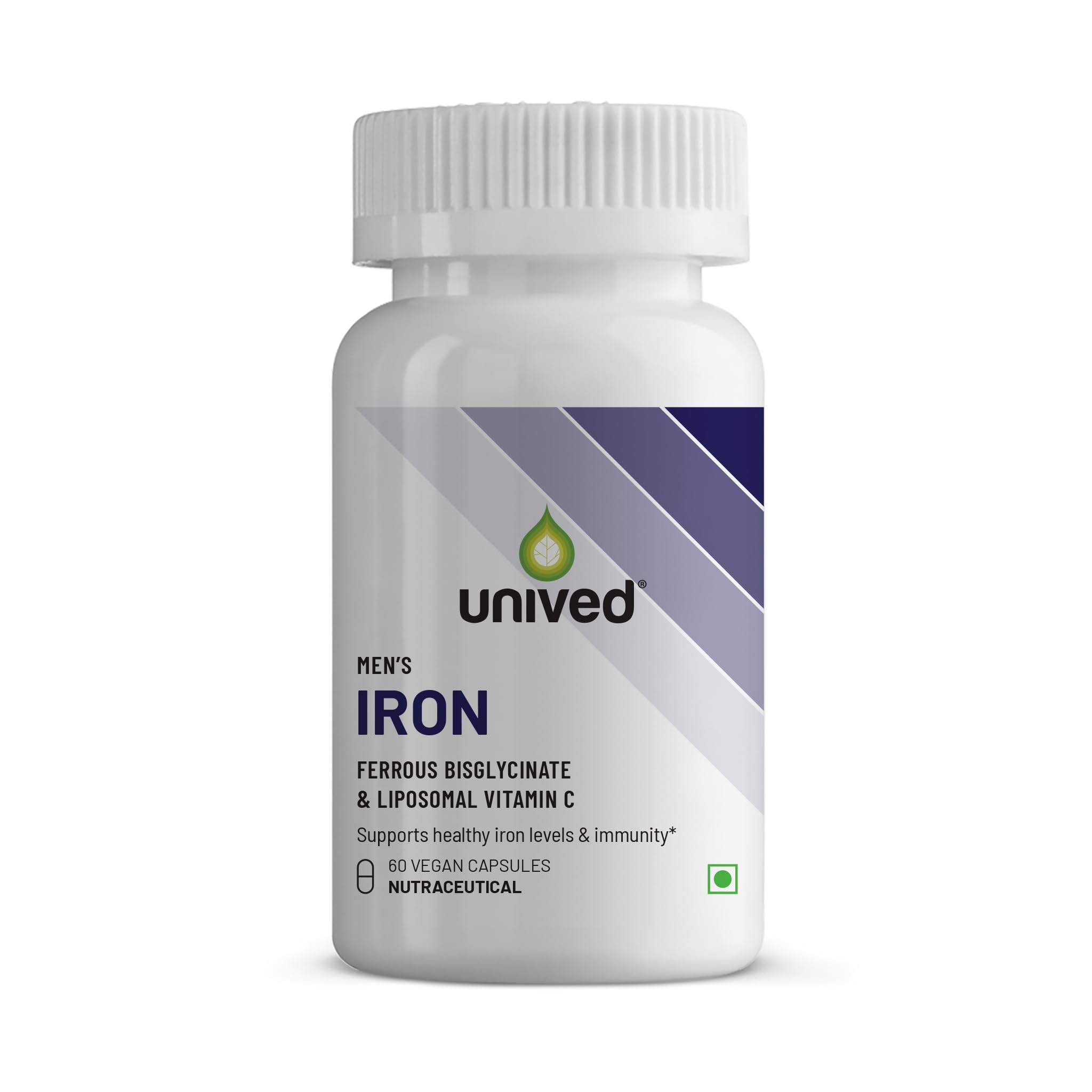 Unived Men’s Iron Supplement | 21mg Ferrous Bisglycinate + 80mg Liposomal Vitamin C | 100% RDA Iron & Vitamin C | High Absorption, Gentle on Stomach | Vegan | 60 Capsules-image-36
