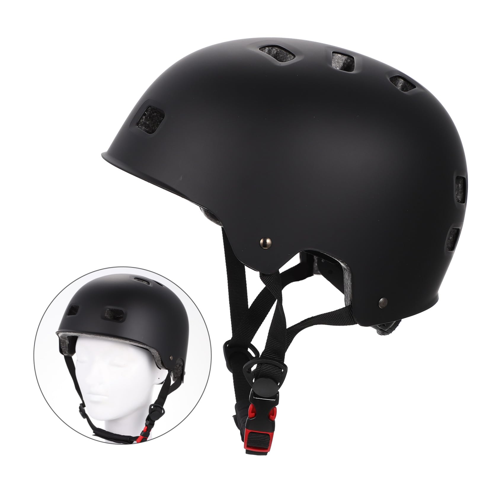 Casque de Skateboard Sportif Adulte Ventilé Abs Noir 1 Pièce | Léger et Portable, Usage Vélo et Patinage en Extérieur, Style Mode, pour Hommes et Femmes