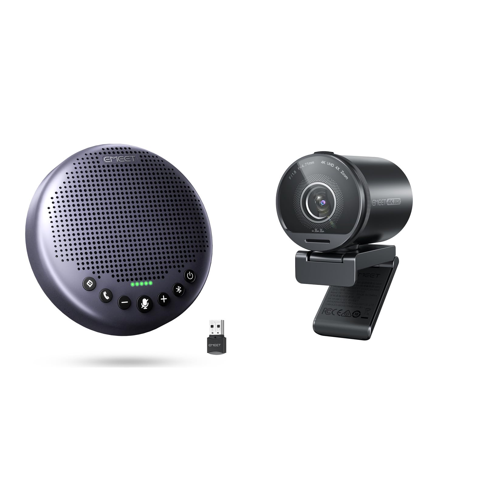 EMEET S800 4K Webcam for Streaming and Luna Plus Bluetooth Speakerphone