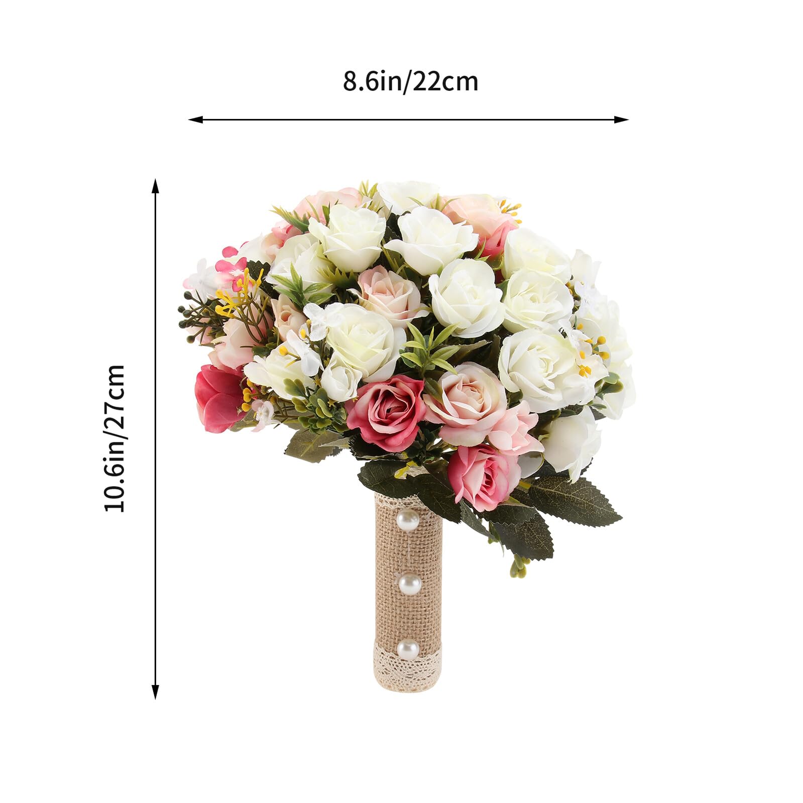 Künstlicher Rosenstrauß Weiß Rosa Seidenstoff Hochzeit Braut Strauß Dekoration Fotorequisite Wohnraum