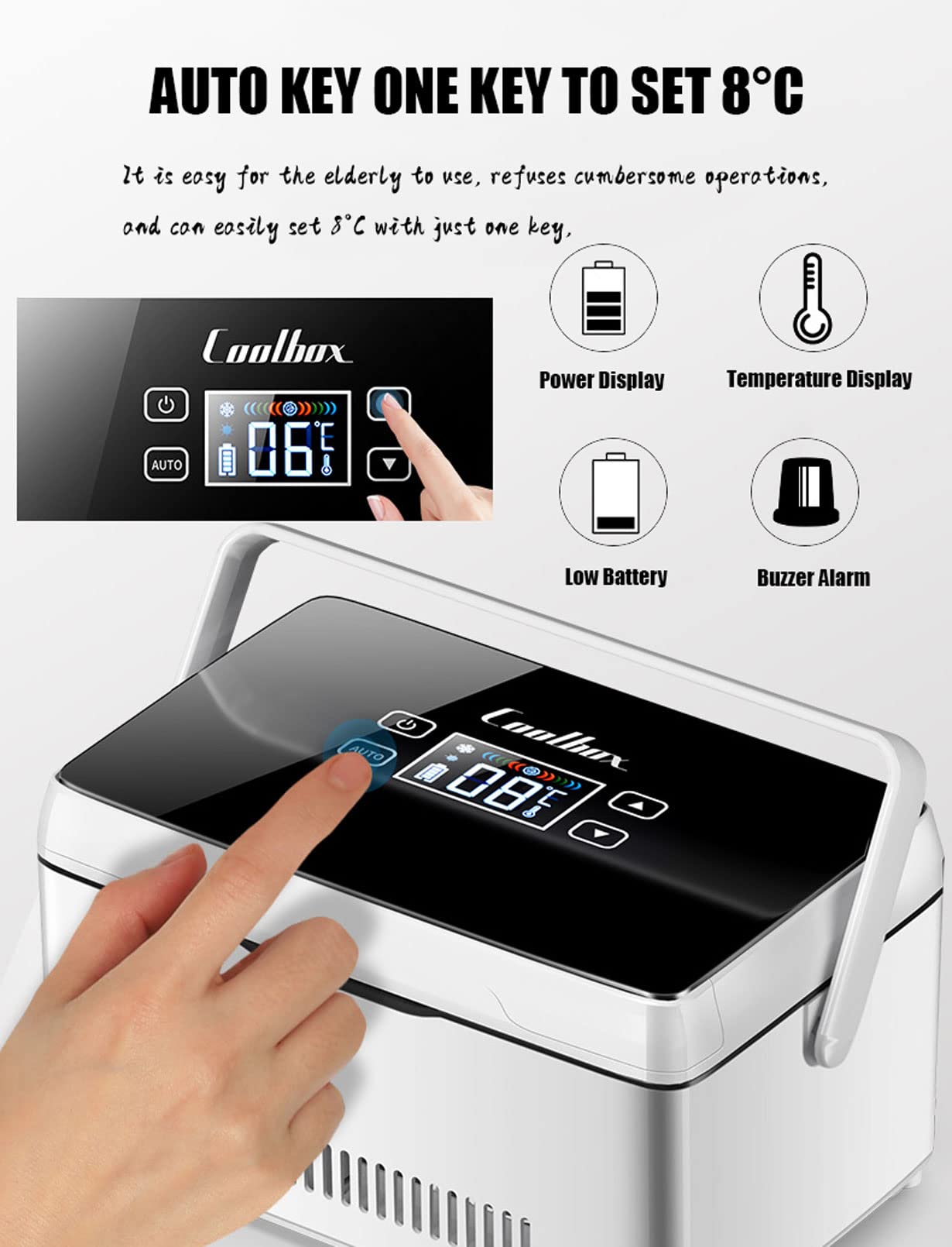 Estuche de Viaje con Enfriador de insulina, Nevera médica portátil, Gran Capacidad y Pantalla LCD Refrigerador pequeño para medicamentos, Built-in Battery USB Charging Car Refrigerator