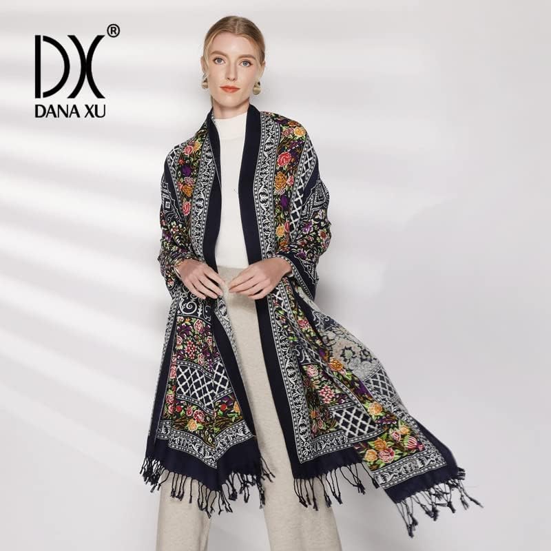 Miniatura 2 de DANA XU 100 Pure Wool Large Size Scarf Pashminas Shawls And Wraps For Women