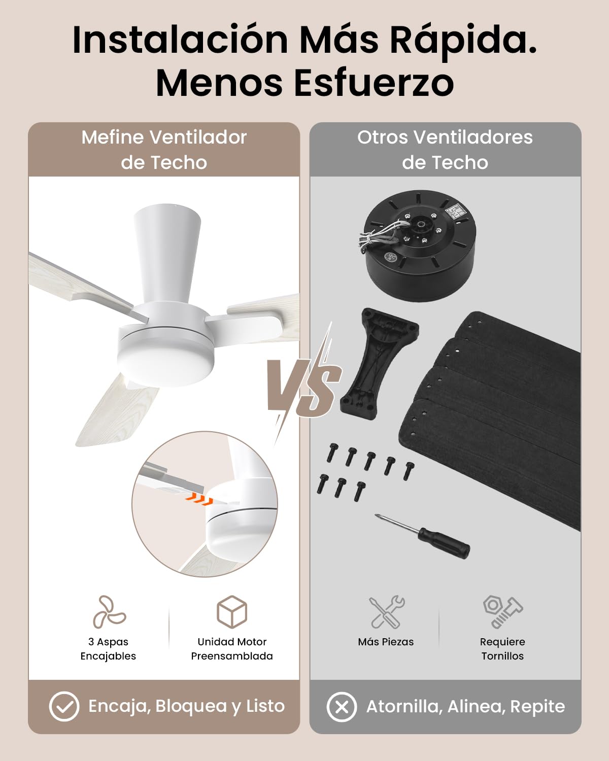 Ventilador de Techo con Luz 106 cm, Motor DC Silencioso, Mando a Distancia, LED Regulable, 6 Velocidades, Temporizador, Función Verano Invierno, Aspas Encajables, Madera Clara/Blanco
