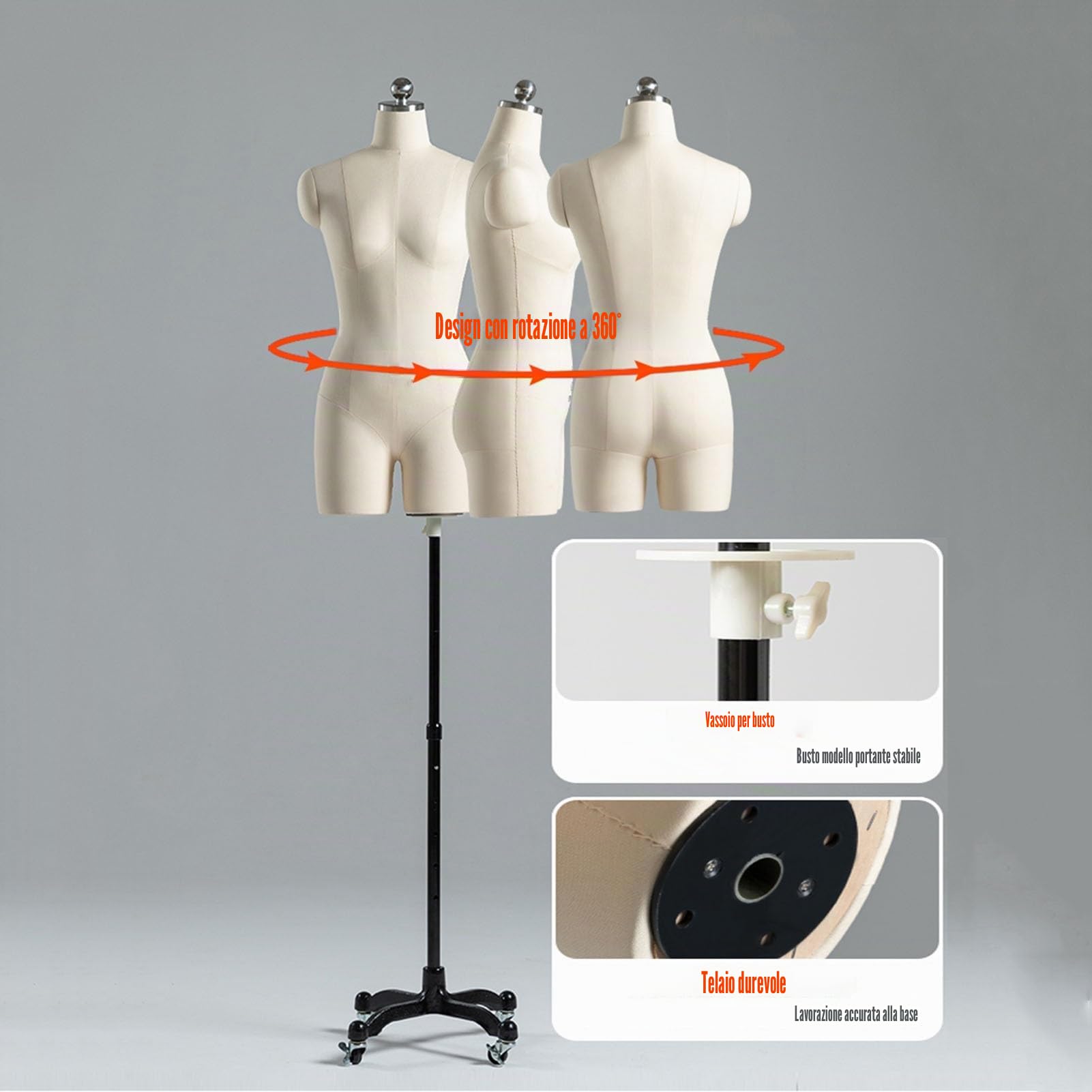 Manichino da Sartoria Manichino Sartoriale Busto Donna Per Cucire Vestiti, Struttura Della Gamba Divisa Busti Sartoriali Con Supporto Regolabile In Altezza Per L'esposizione Di Abbigliamento Altezza R