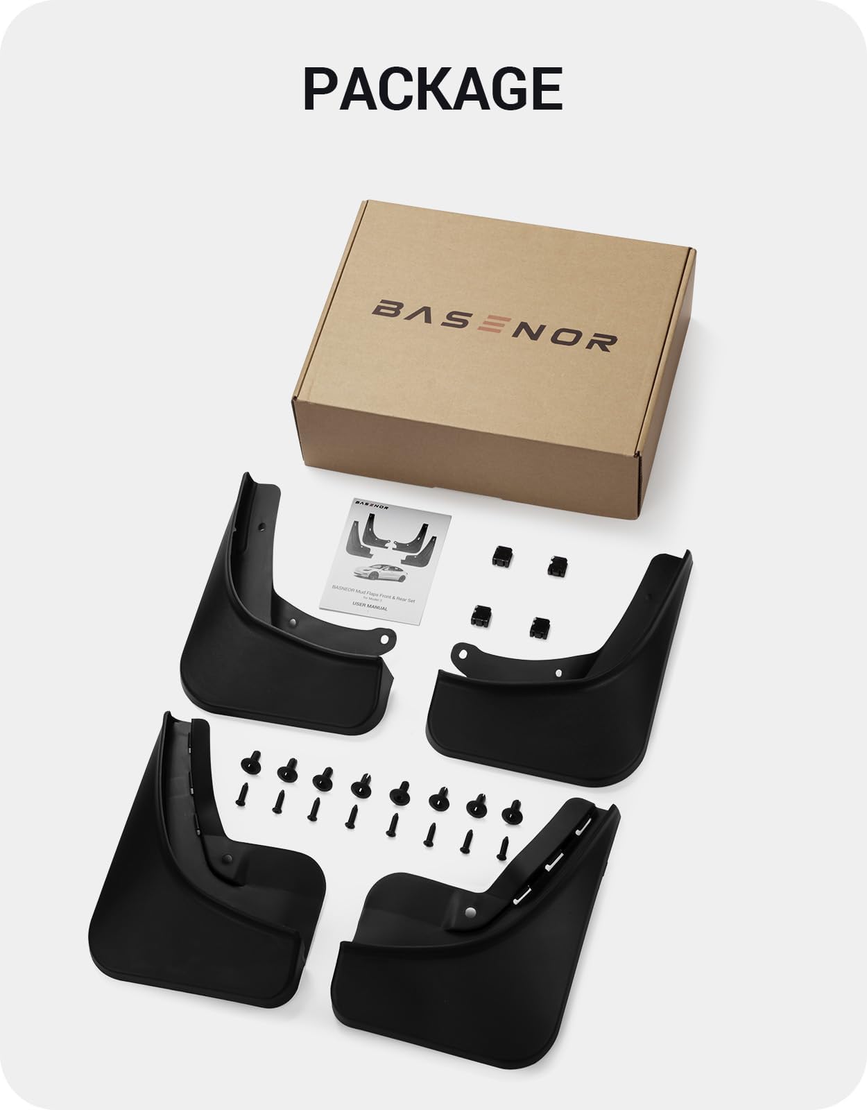 BASENOR 2024-2026 Tesla Model 3 Guardabarros Protección contra Sedimentos de Invierno Protector de Salpicaduras Delantero y Trasero Protector de Coche Modelo 3 Highland Accesorios (Juego de 4)