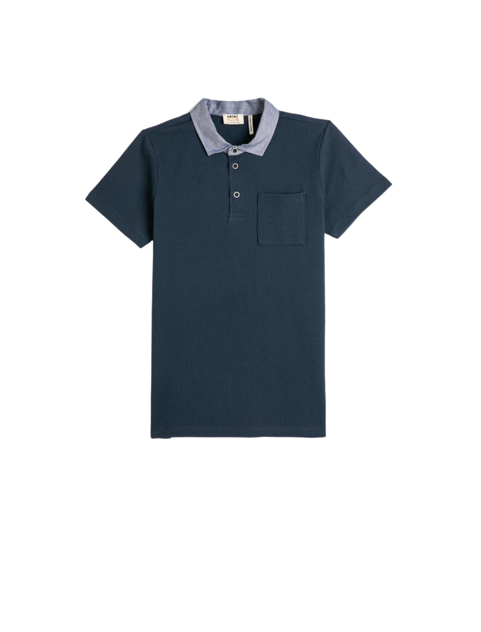 Koton Koszulka Chłopcy Polo Neck T-shirt Short Sleeve One Pocket Detail Cotton