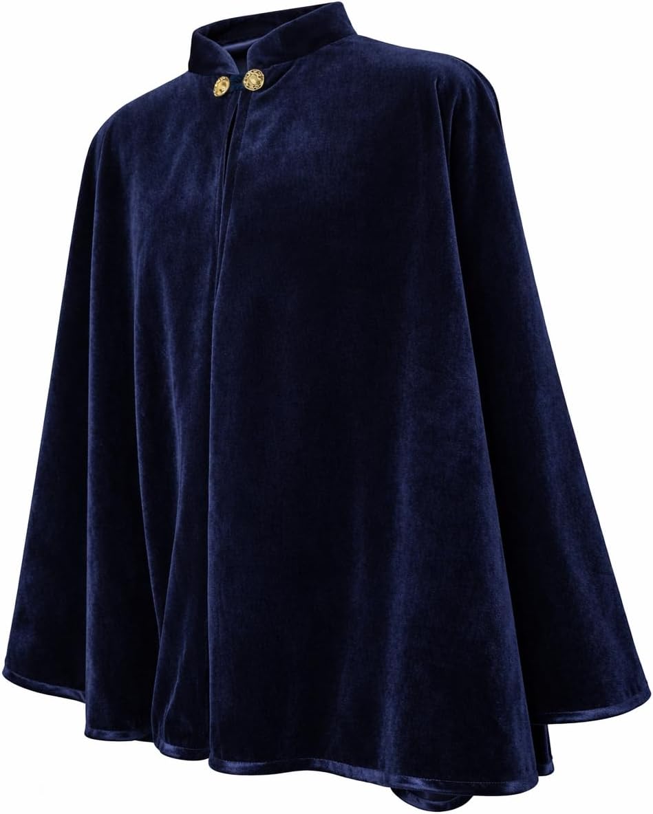 Women's Velvet Satin Lined Capelet Elegant Halloween Cosplay Cloak Cape, Wedding, Ren Faire