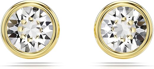 Swarovski Imber Stud Earrings, Round Cut, White, Gold-Tone Plated