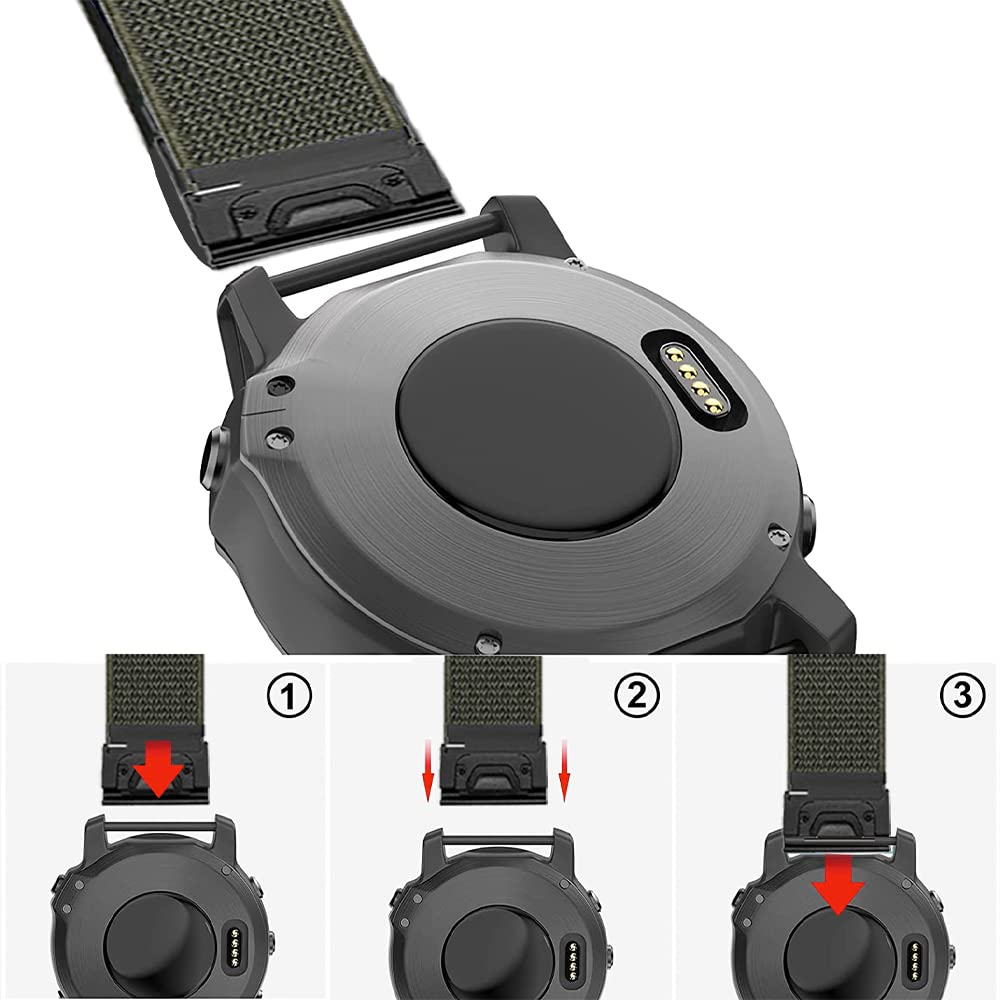SeNool Correa para Garmin Fenix E 47mm/Fenix 8 47mm/Fenix 7 Pro Solar, [22mm QuickFit Nylon Repuesto Muñequeras] Transpirable Banda para Garmin Fenix 7/Epix 2 Pro 47mm/Fenix 6 GPS/6 Pro GPS - Verde